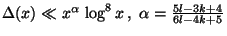 $ \Delta (x) \ll x^\alpha\, \log^8x\,, ~
\alpha=\frac{5l-3k+4}{6l-4k+5}$