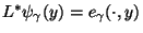 $ L^\ast \psi_\gamma(y)=e_\gamma(\cdot,y)$